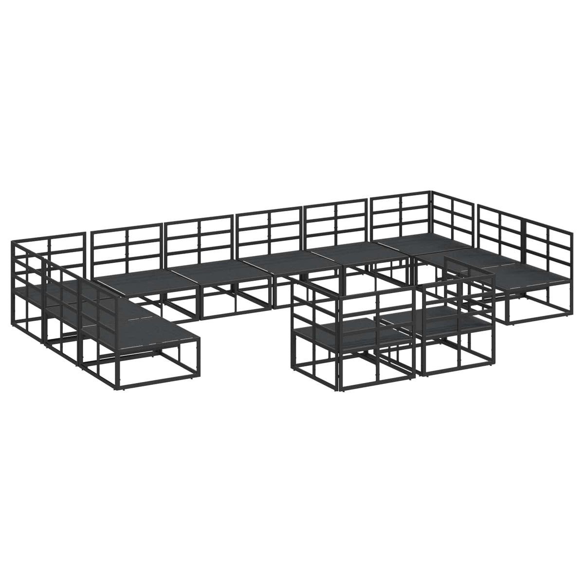 vidaXL Garden Sofa Set 12 pcs Black Aluminium 5