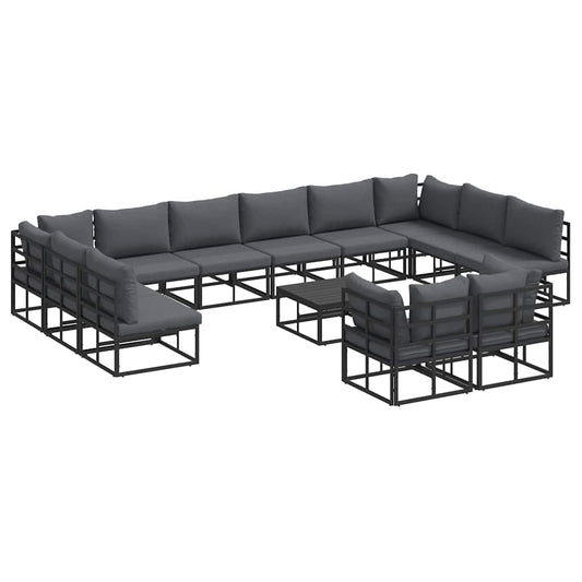 vidaXL Garden Sofa Set 13 pcs Black Aluminium 2