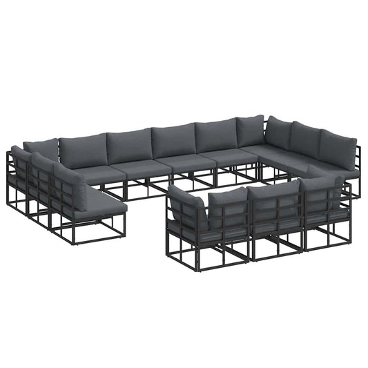 vidaXL Garden Sofa Set 13 pcs Black Aluminium 2