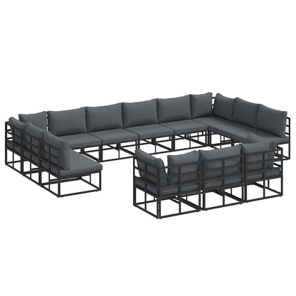 Garden Sofa Set 13 pcs Black Aluminium without table