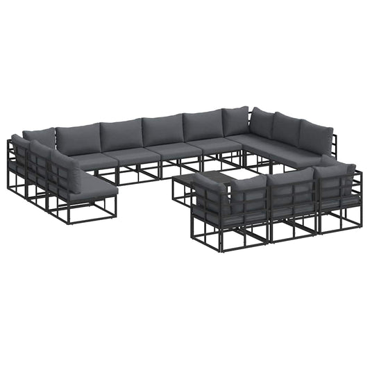 vidaXL Garden Sofa Set 14 pcs Black Aluminium 2