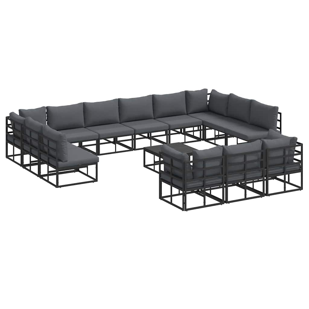 Garden Sofa Set 13 pcs Black Aluminium with table