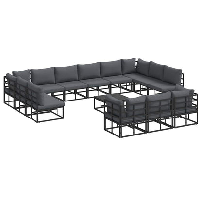 Garden Sofa Set 13 pcs Black Aluminium with table