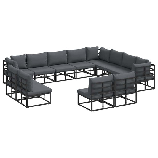 vidaXL Garden Sofa Set 12 pcs Black Aluminium 2