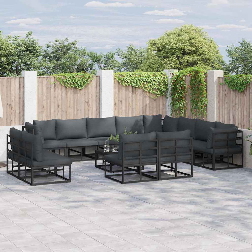 vidaXL Garden Sofa Set 13 pcs Black Aluminium
