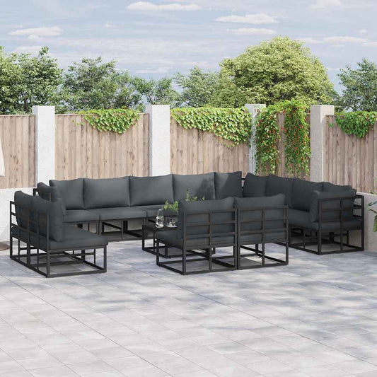 vidaXL Garden Sofa Set 13 pcs Black Aluminium 1