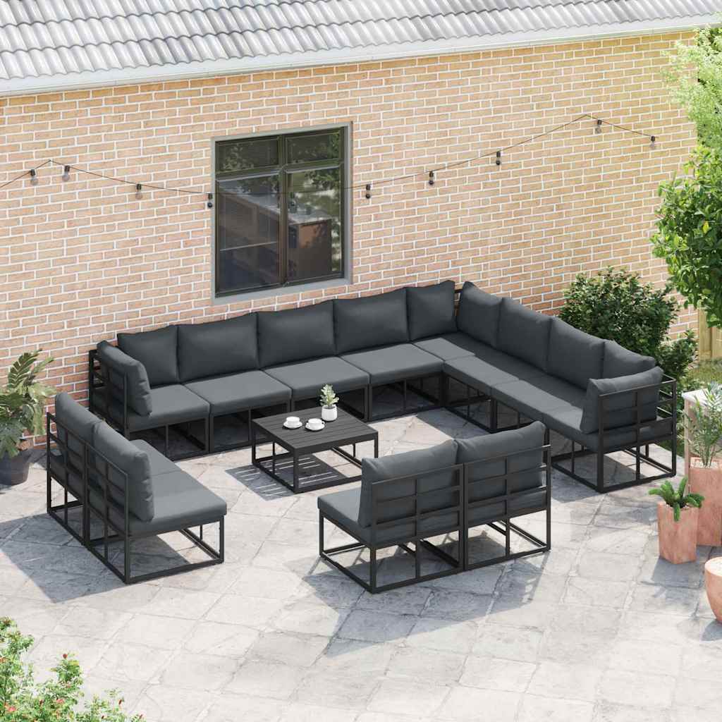 vidaXL Garden Sofa Set 13 pcs Black Aluminium 3