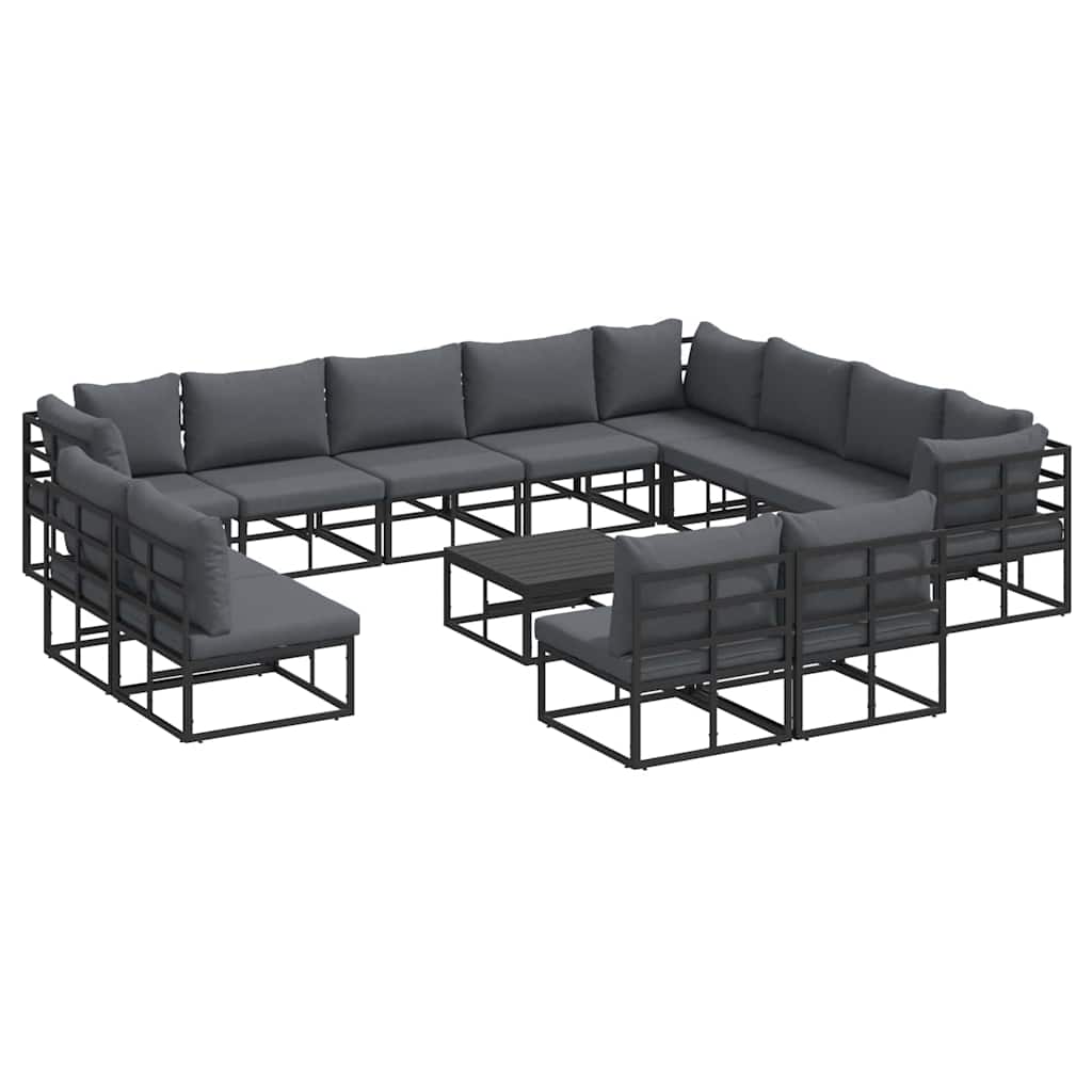 vidaXL Garden Sofa Set 13 pcs Black Aluminium 2