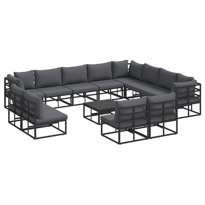 vidaXL Garden Sofa Set 13 pcs Black Aluminium 2