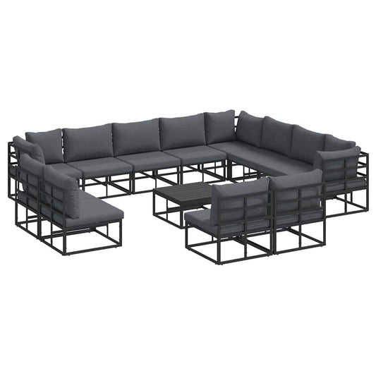 vidaXL Garden Sofa Set 13 pcs Black Aluminium 2