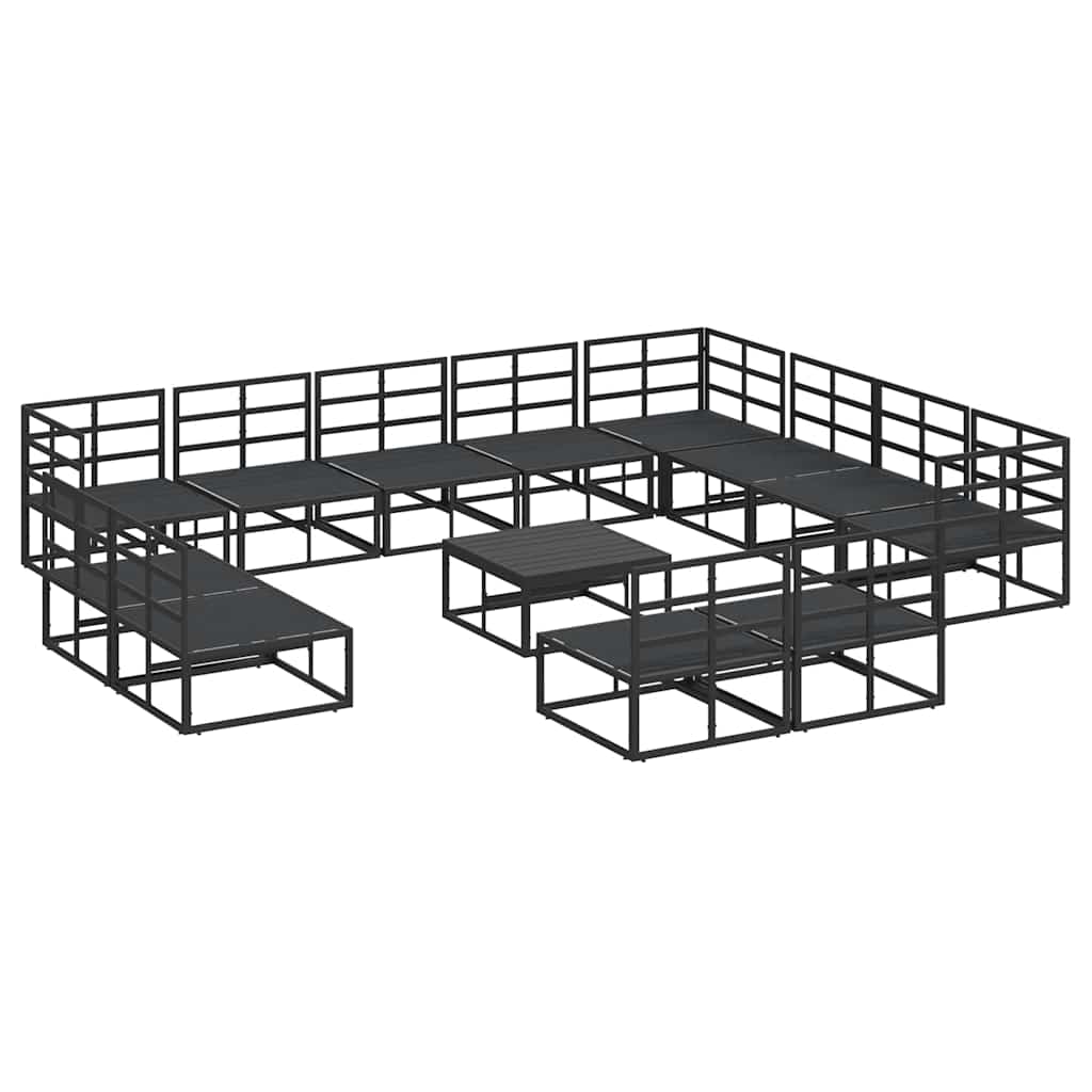vidaXL Garden Sofa Set 13 pcs Black Aluminium 6