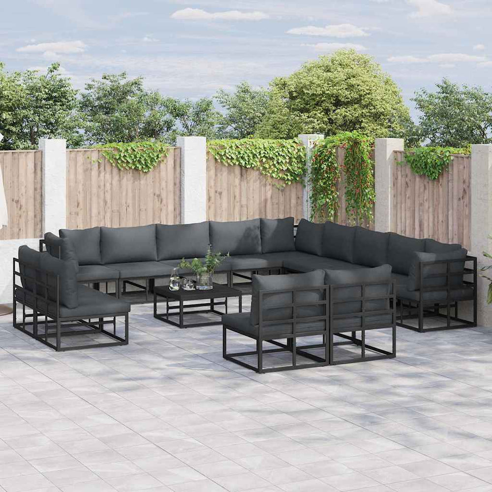 vidaXL Garden Sofa Set 13 pcs Black Aluminium