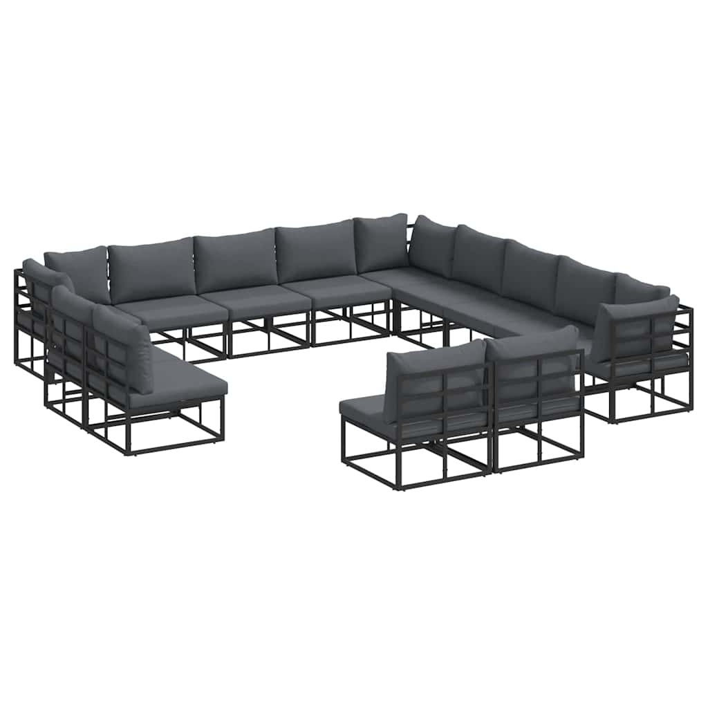 vidaXL Garden Sofa Set 13 pcs Black Aluminium 2