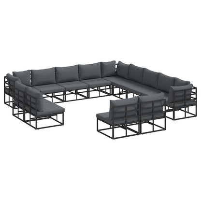 vidaXL Garden Sofa Set 13 pcs Black Aluminium 2