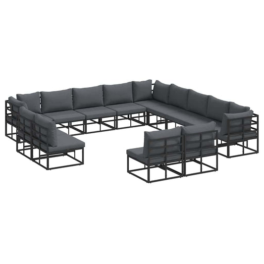 vidaXL Garden Sofa Set 13 pcs Black Aluminium 2