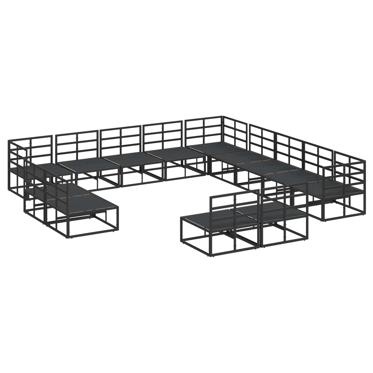 vidaXL Garden Sofa Set 13 pcs Black Aluminium 5