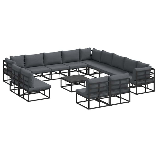 vidaXL Garden Sofa Set 14 pcs Black Aluminium 2