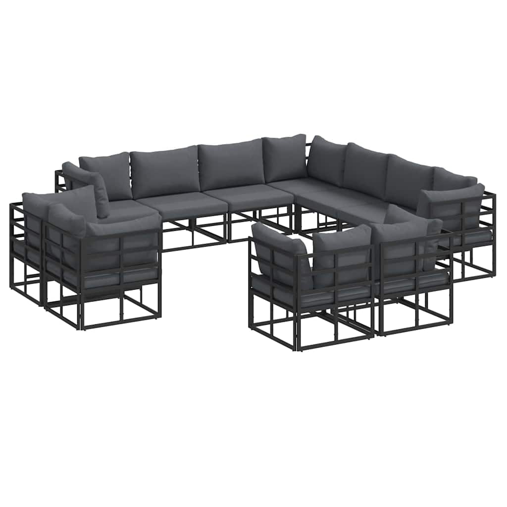 Garden Sofa Set 11 pcs Black Aluminium without table