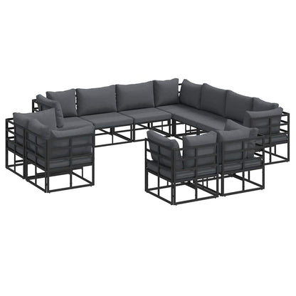 Garden Sofa Set 11 pcs Black Aluminium without table