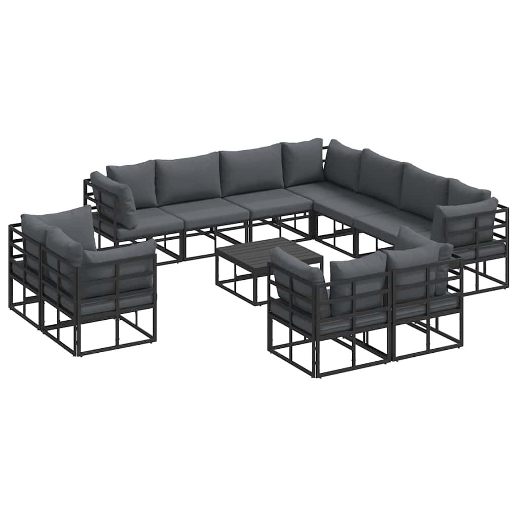 vidaXL Garden Sofa Set 12 pcs Black Aluminium 2