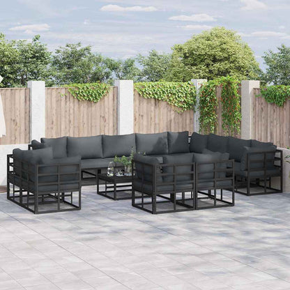 vidaXL Garden Sofa Set 12 pcs Black Aluminium 1