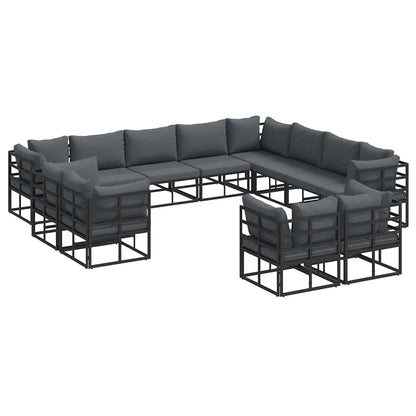 vidaXL Garden Sofa Set 12 pcs Black Aluminium 2