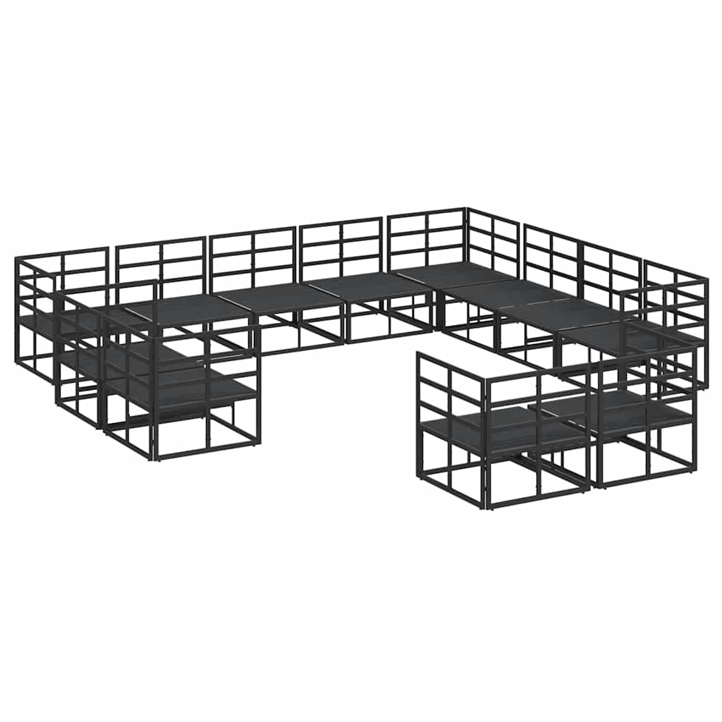 vidaXL Garden Sofa Set 12 pcs Black Aluminium 5