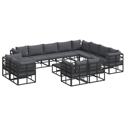 vidaXL Garden Sofa Set 13 pcs Black Aluminium 2