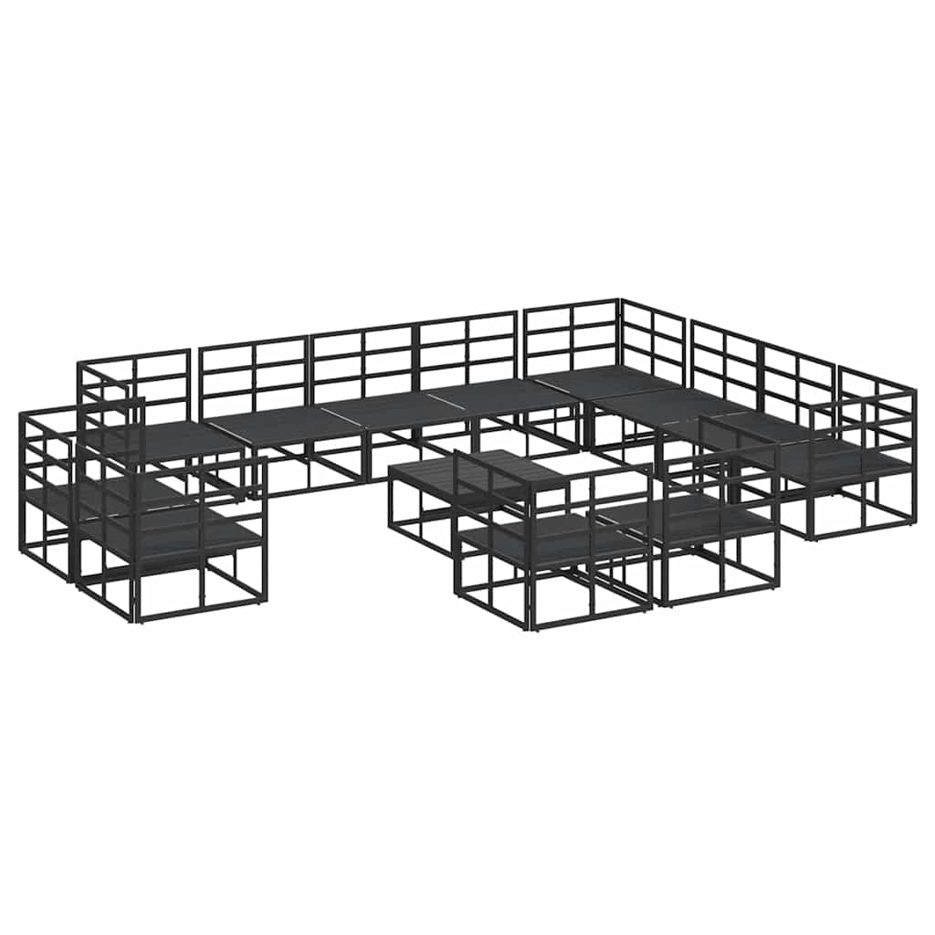 vidaXL Garden Sofa Set 13 pcs Black Aluminium 6