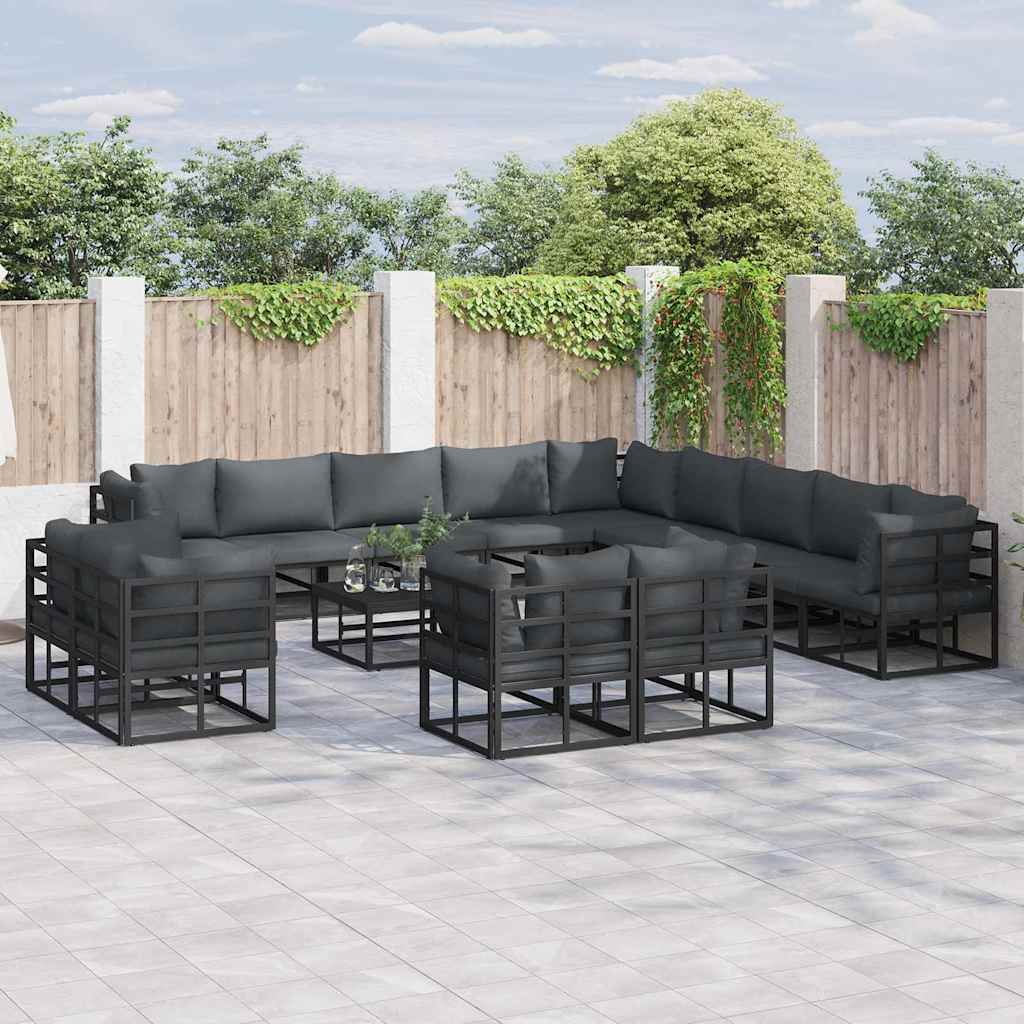 vidaXL Garden Sofa Set 13 pcs Black Aluminium 1