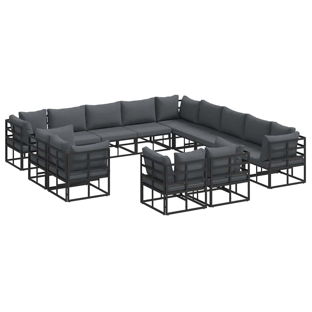vidaXL Garden Sofa Set 13 pcs Black Aluminium 2