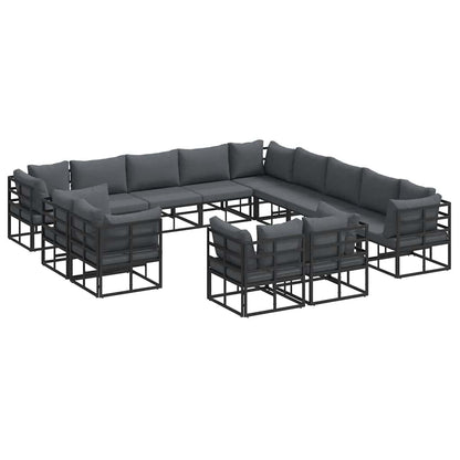 vidaXL Garden Sofa Set 13 pcs Black Aluminium 2