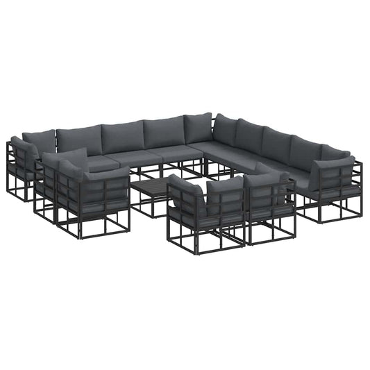 vidaXL Garden Sofa Set 14 pcs Black Aluminium 2