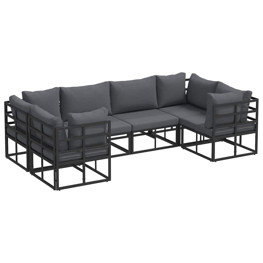 Garden Sofa Set 6 pcs Black Aluminium without table