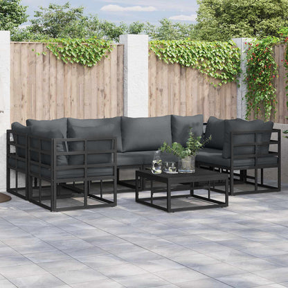 vidaXL Garden Sofa Set 7 pcs Black Aluminium 1