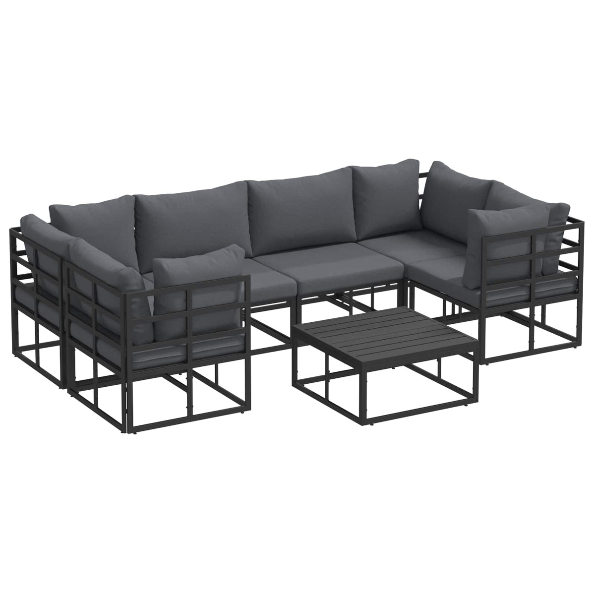 vidaXL Garden Sofa Set 7 pcs Black Aluminium 2