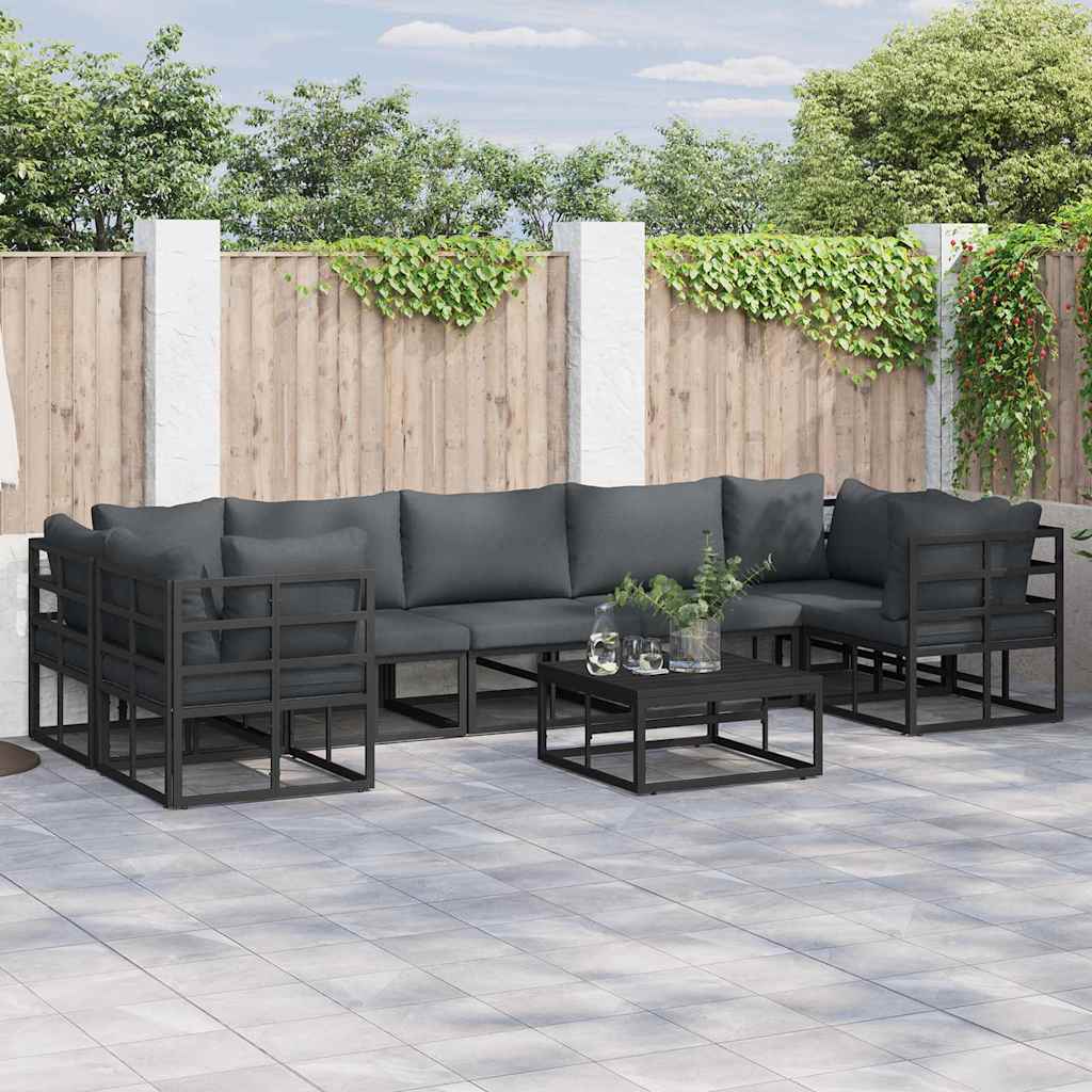 vidaXL Garden Sofa Set 7 pcs Black Aluminium 1