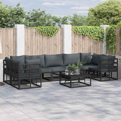 vidaXL Garden Sofa Set 7 pcs Black Aluminium 1