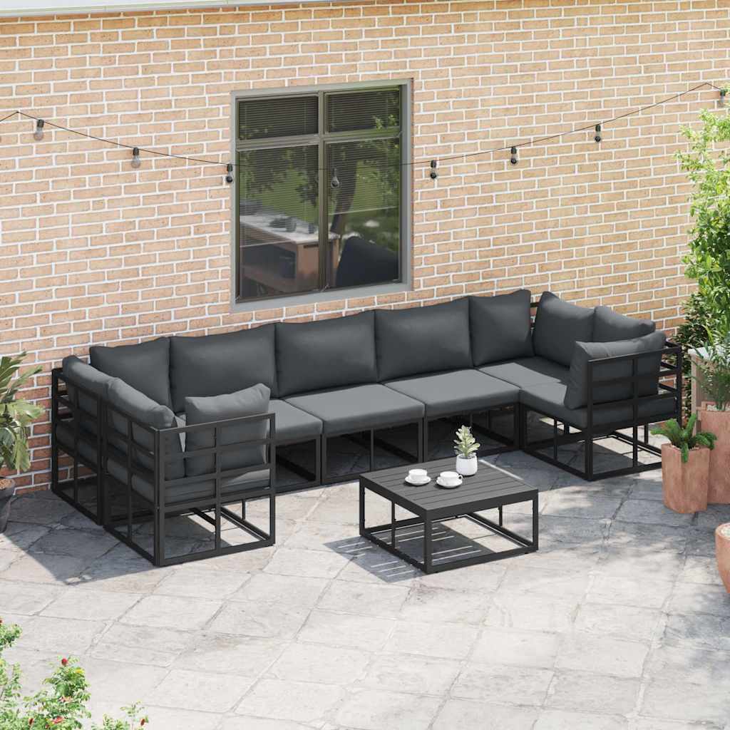 vidaXL Garden Sofa Set 7 pcs Black Aluminium 3