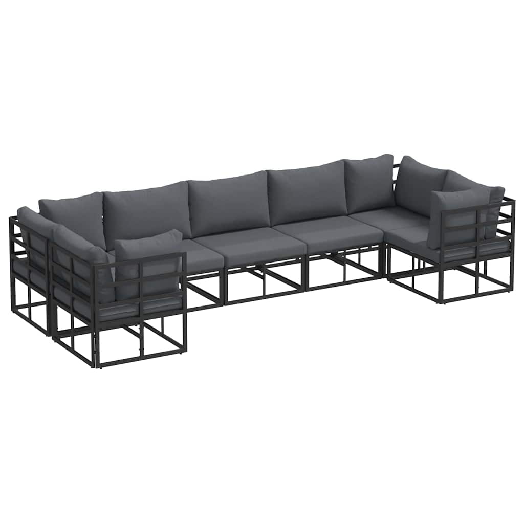 vidaXL Garden Sofa Set 7 pcs Black Aluminium 2