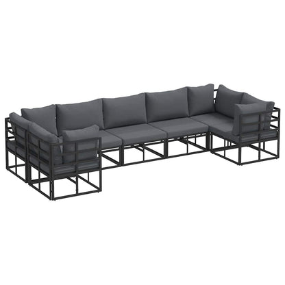 vidaXL Garden Sofa Set 7 pcs Black Aluminium 2