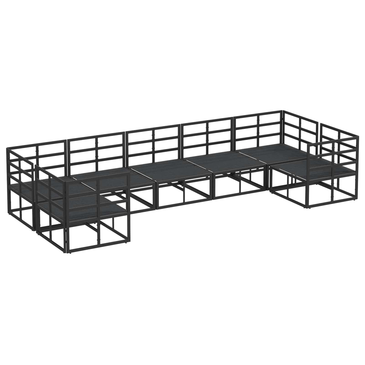 vidaXL Garden Sofa Set 7 pcs Black Aluminium 5