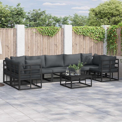 Garden Sofa Set 7 pcs Black Aluminium with table