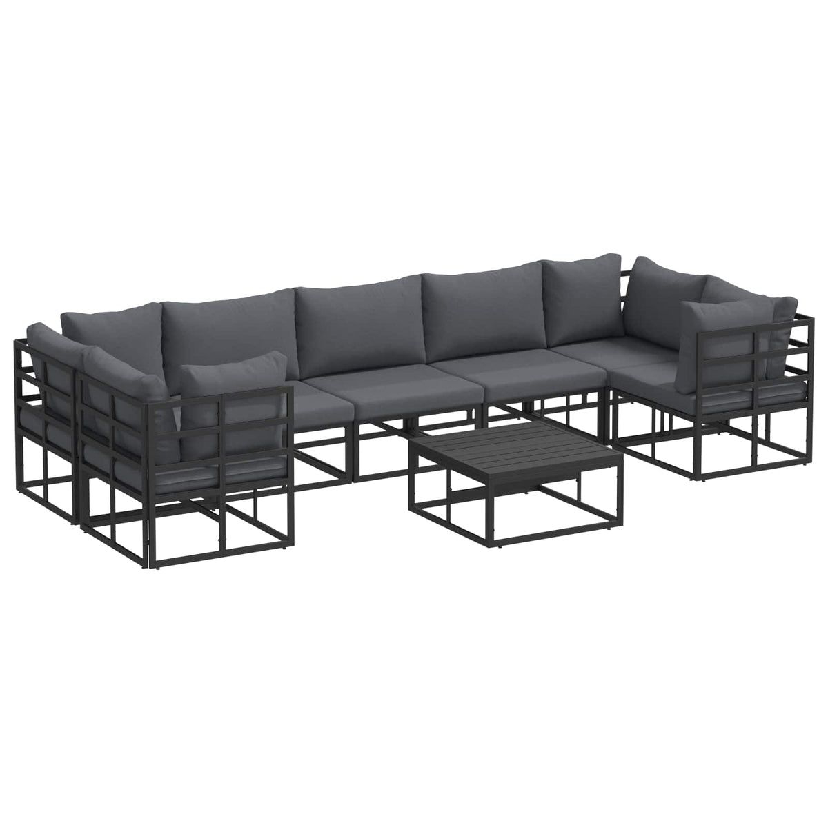 vidaXL Garden Sofa Set 8 pcs Black Aluminium 2