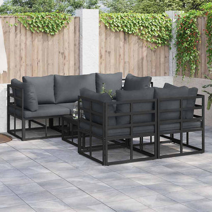 vidaXL Garden Sofa Set 6 pcs Black Steel 1