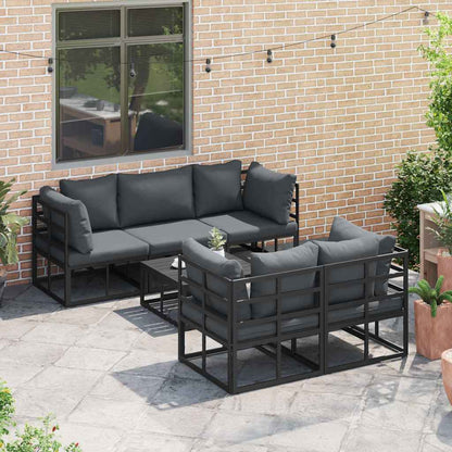 vidaXL Garden Sofa Set 6 pcs Black Steel 4