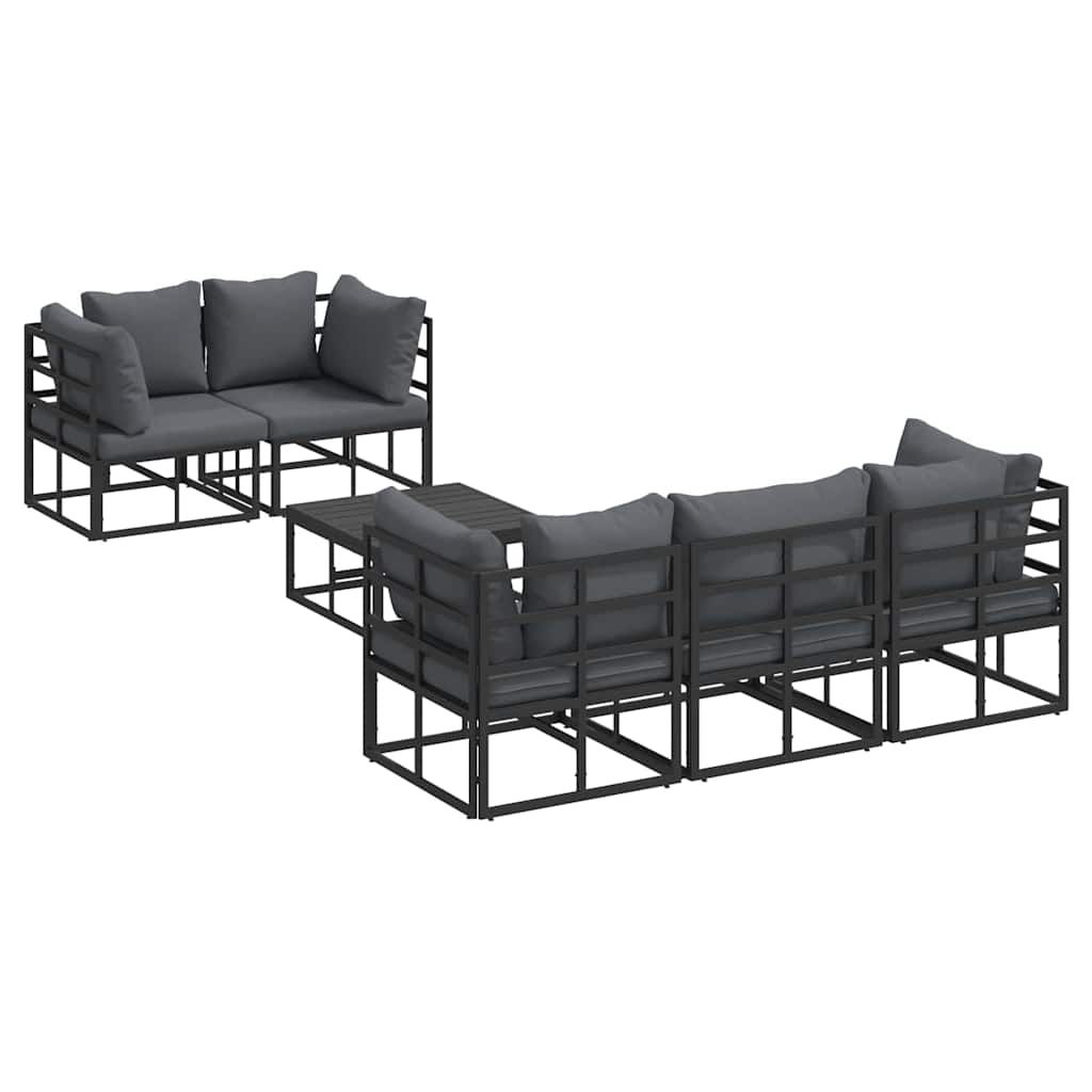 vidaXL Garden Sofa Set 6 pcs Black Steel 2