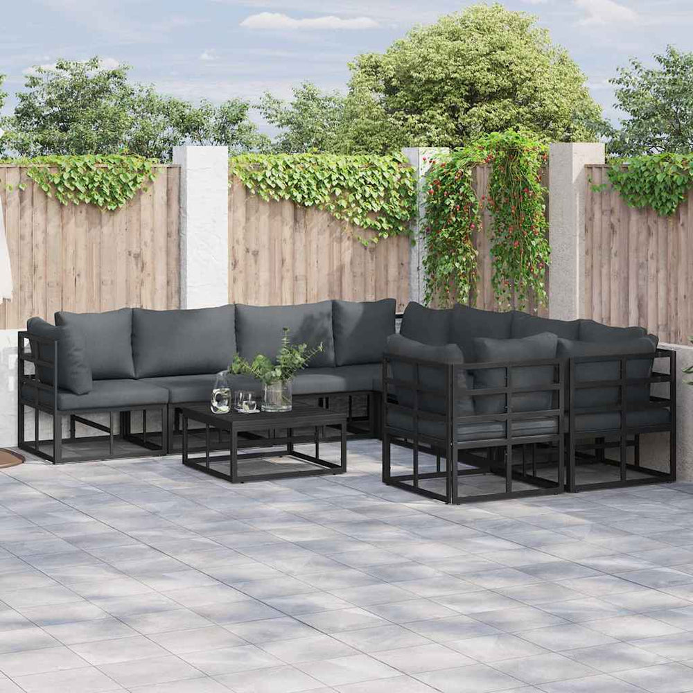 vidaXL Garden Sofa Set 8 pcs Black Steel