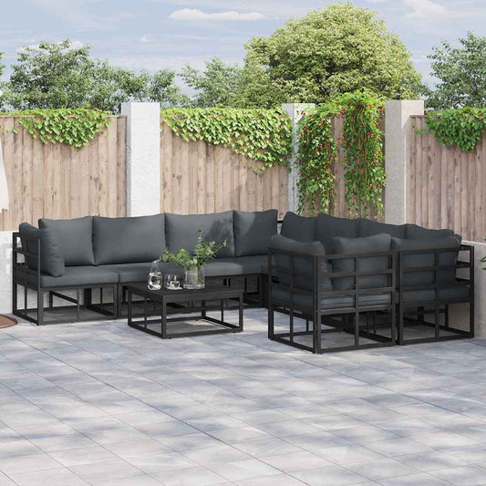 vidaXL Garden Sofa Set 8 pcs Black Steel 1