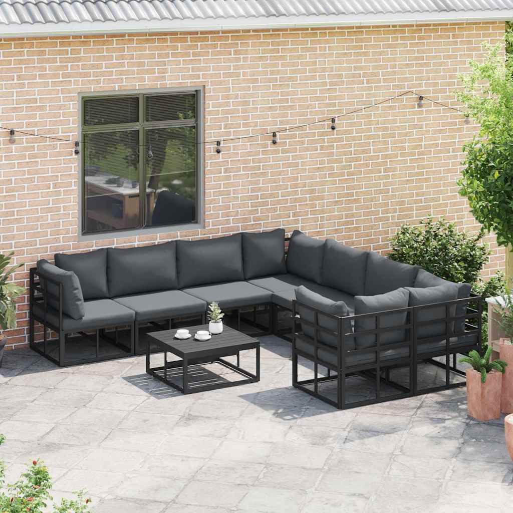 vidaXL Garden Sofa Set 8 pcs Black Steel 3